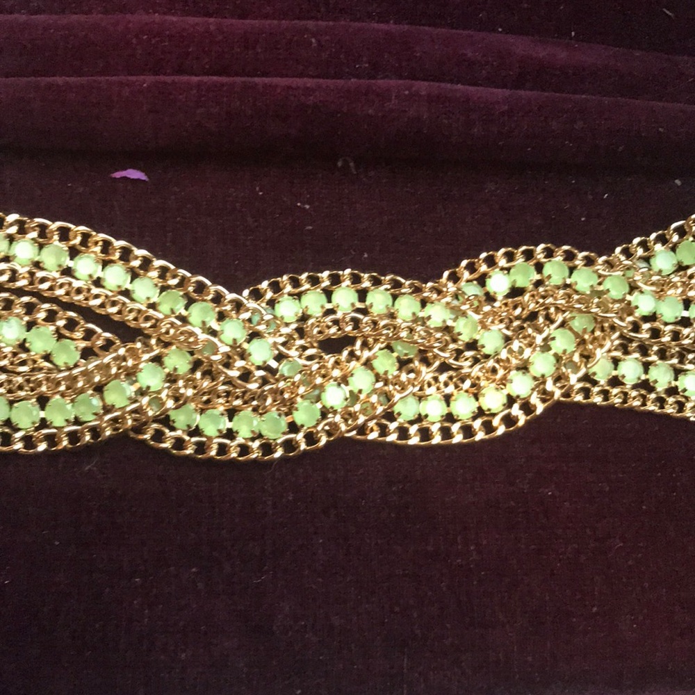 NEW BCBG green & gold metal braided belt